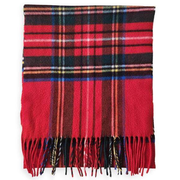 Vintage Cashmink Nordstrom Red Royal Tartan Plaid Scarf Made in Germany - Picture 3 of 3